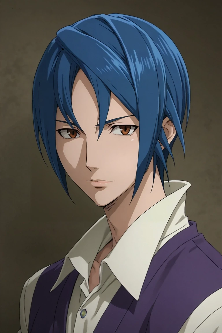 score_9, score_8_up, score_7_up, source_anime, rating_safe, , (3d:0.4), , , 1boy, solo, male focus, <lora:sugata_shindou_pony:0.94>, sugata_shindou, blue hair, brown eyes, short hair, , , <lora:sdxl_lightning_8step_lora:1>