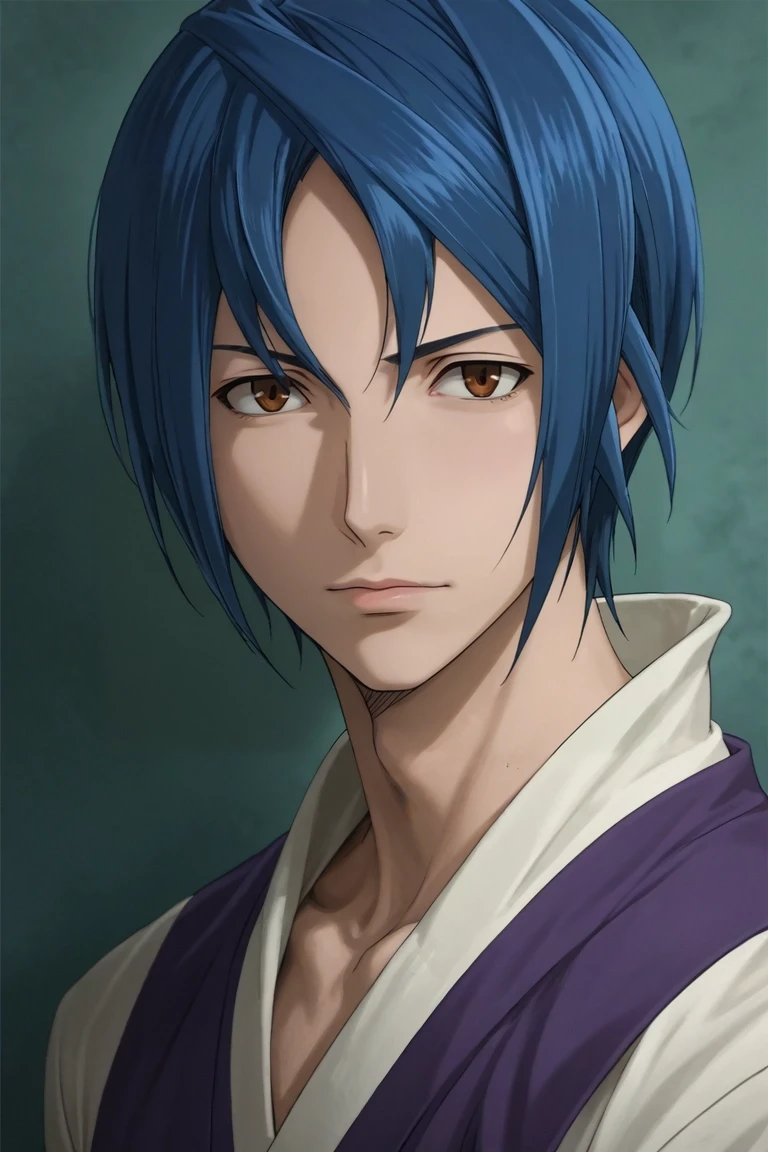 score_9, score_8_up, score_7_up, source_anime, rating_safe, , (realistic:0.6), , , 1boy, solo, male focus, <lora:sugata_shindou_pony:0.98>, sugata_shindou, blue hair, brown eyes, short hair, , , <lora:sdxl_lightning_8step_lora:1>