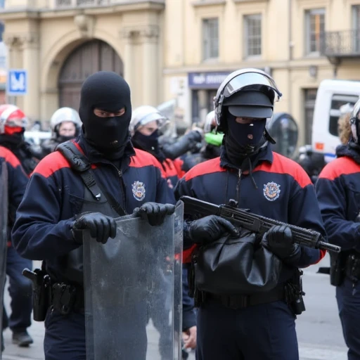 paris, protestos em massa, carros chamas, pessoas mascaradas correndo com flores, gás amarelo and blue, Police holding shields against protesters