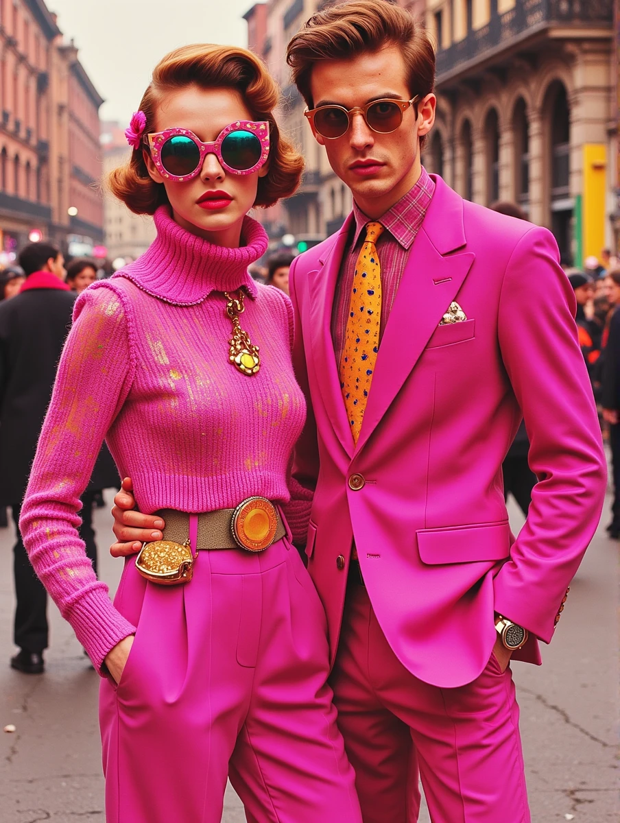 pirai, retro fashion couple, milano, 1970s