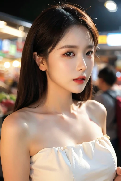 Highly detailed CG Unity 8K wallpaper, With the highest quality, super detailed, Master Piece, Realistic, photograph realistic, extremely detailed cute girl, 25 years old, (Halloweens pumpkin costume), blush , Round eyes, small breasts , cleavage, looking viewer, Half body shot , in the Night Halloween Party,(Halloween Night:1.4), (nsfw:1.4)