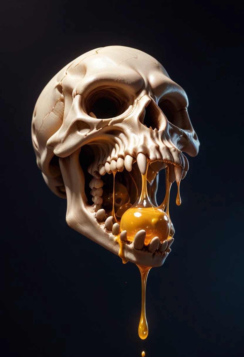 Score_9, score_8_up, score_7_up, 
Break, (solo skull:1.4),
(skull made out of Liquid Marble, Golden Skull:1.4), (Liquid skull:1.4), detailed, ultrarealistic,  
Break,
Floating, 
Break,
(Mouth open:1.3), (liquid metal flow out of mouth:1.4), 
Break, 
(dark background:1.4), 
Break, 
(Angled view:1.4), 
Break, 
(Epic image:1.3), (masterpiece:1.3)