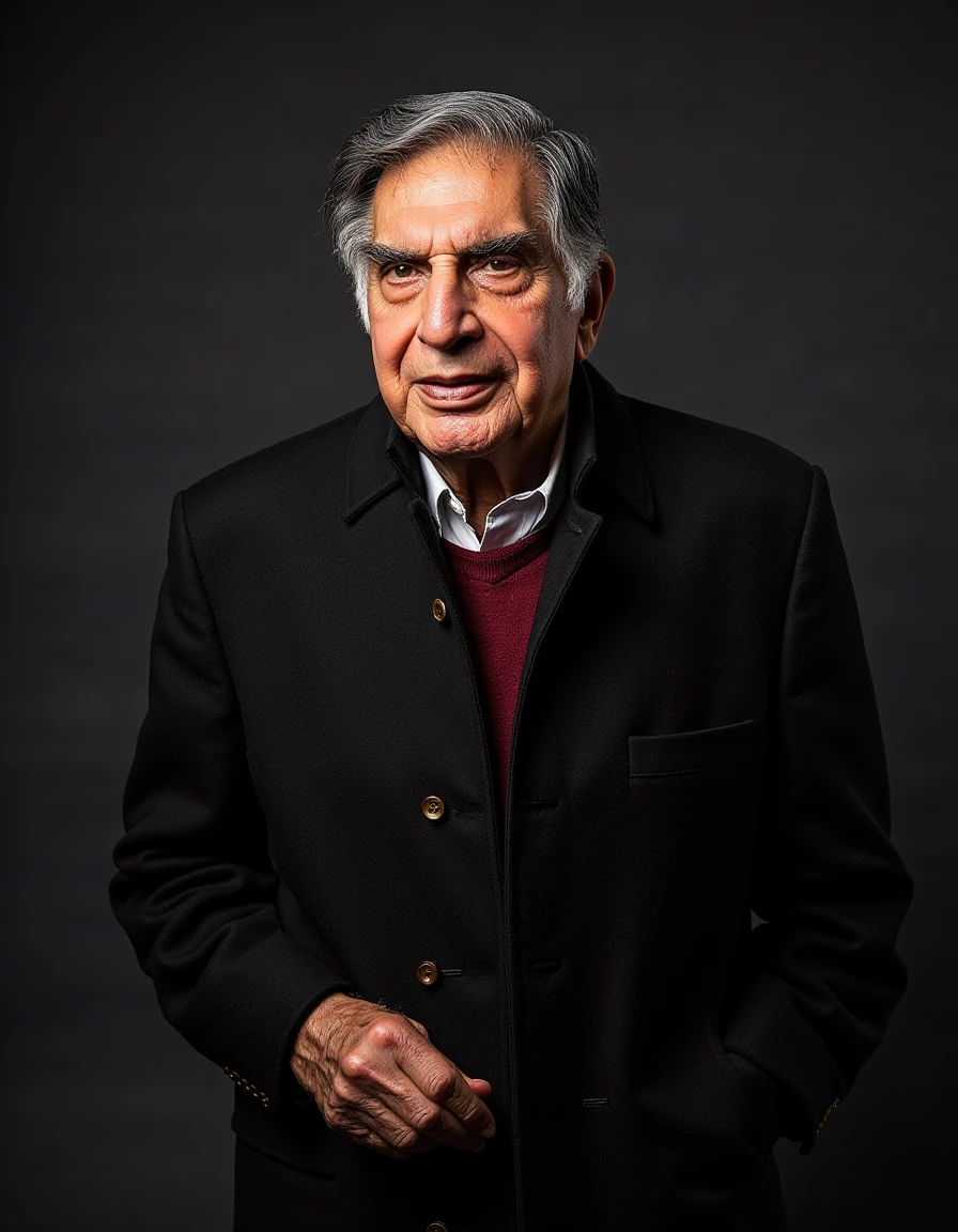 a realistic photo of ratan tata wearing coat, very realistic, professional photography <lora:ratan_tata-FLUX:1> ratan tata