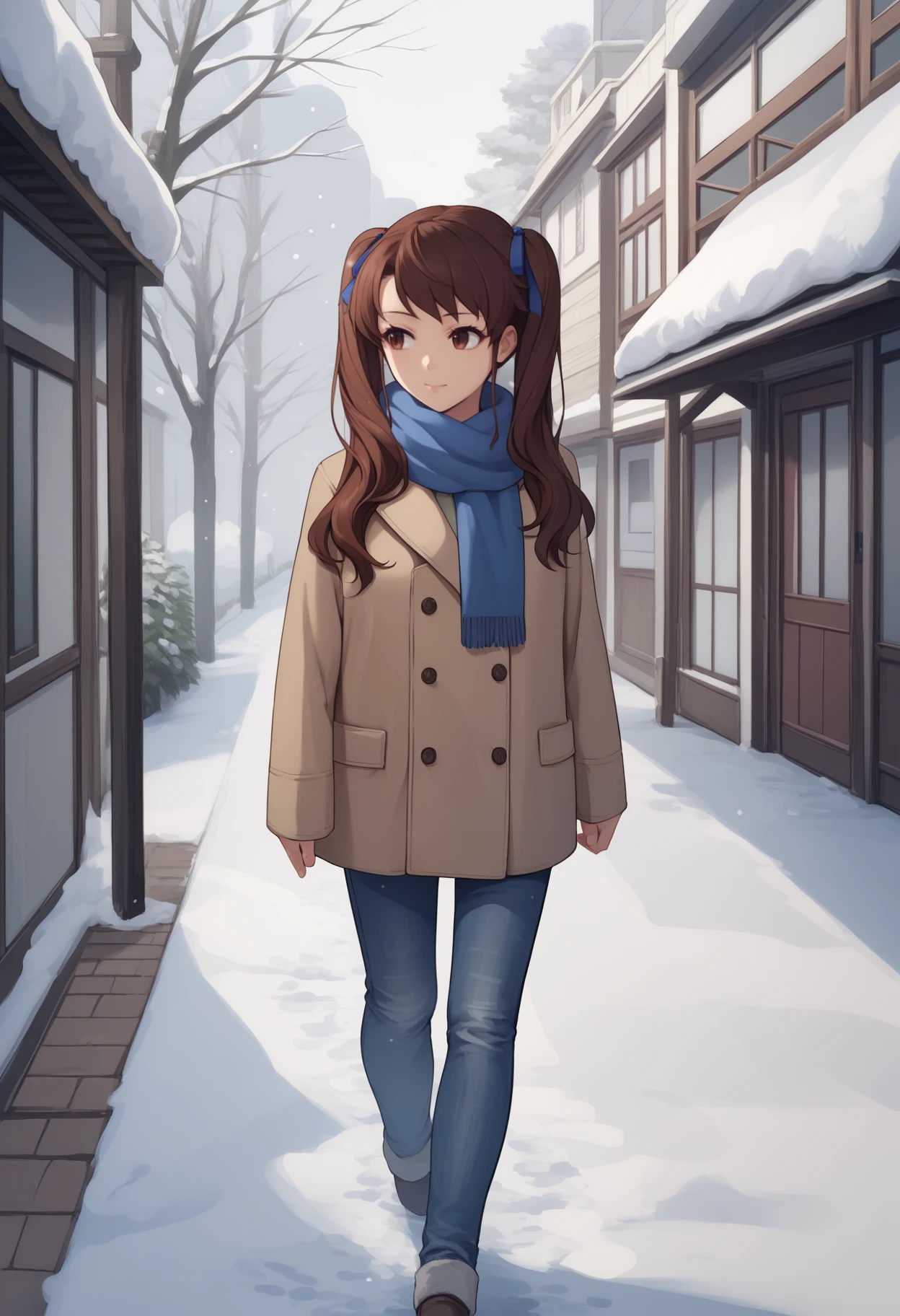 score_9, score_8_up, score_7_up, source_anime, <break> solo, 1girl, akazawa izumi, light smile, closed mouth, looking away, walking, brown hair, twintails, hair ribbon, blue ribbon, brown eyes, winter clothes, brown coat, jeans, scarf, snowing, outdoors
<segment:yolo-face_yolov8m.pt,0.4,0.5//cid=1>