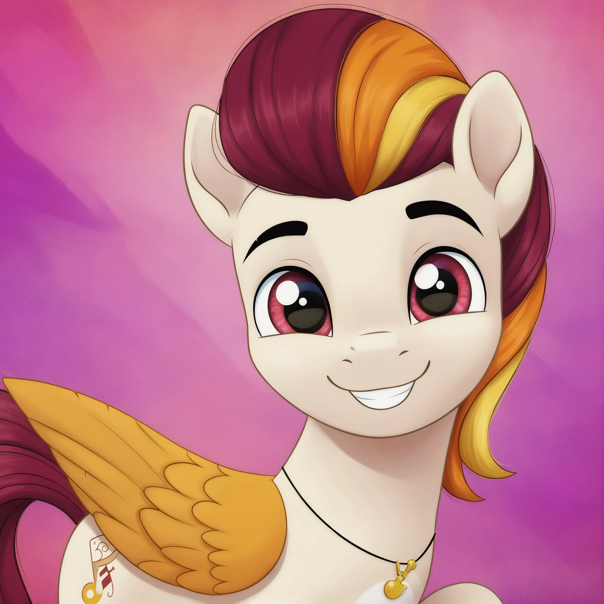 score_9, score_8_up, score_7_up, score_6_up, score_5_up,with beautiful, detailed, (detailed cute pony face), detailed eyes, detailed fur, beautiful, vector, flat colors, (abstract background: 1.8), (looking at you, looking at viewer: 1.5), cute smile, happy, ((close-up)), wide angle <lora:Rocky riff:1>Rocky,pony,Pegasus, male, full body, yellow wings
 <lora:mlp_g5 (1):1> <lora:Wholesome_MLP-v1.2:1>