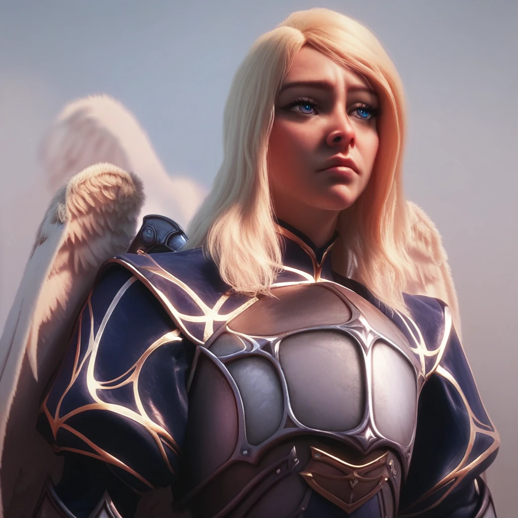 score_9, score_8_up, score_7_up, portrait, beautiful, <lora:Stilllllllll:1> kaylestillhere, 1 girl, female Focus, 4 wings, angel, whie wings, blonde, agel wings, armor, breastplate feathered wings, multiple wings