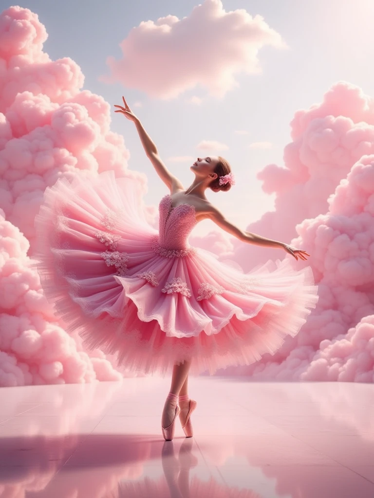 ballerina dance,pink clouds,