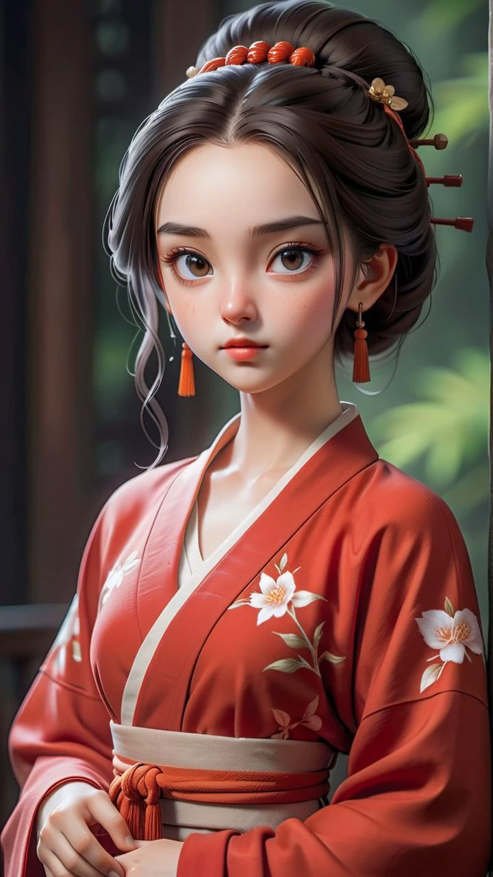 (8k, best quality, masterpiece:1.2), (realistic, photo-realistic:1.2)1girl,perfect face, perfect eyes,pureerosface_v1, red hanfu,tang style,(full body:1.2)