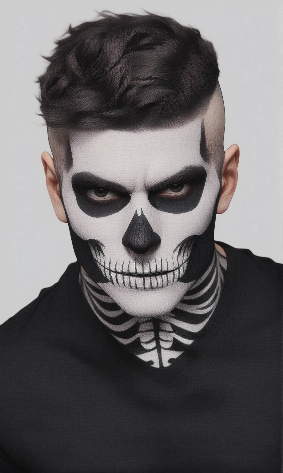 1boy, SKULLF4C3XL, skull tattoo, facial_tattoo, skeleton makeup, skull facepaint,