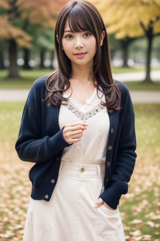 1girl,,(RAW photo, best quality), (realistic, photo-realistic:1.4), masterpiece, an extremely delicate and beautiful, extremely detailed, 2k wallpaper, Amazing, finely detail, extremely detailed CG unity 8k wallpaper, ultra-detailed, highres, soft light, beautiful detailed girl, extremely detailed eyes and face, beautiful detailed nose, beautiful detailed eyes,cinematic lighting,perfect anatomy,slender body
(at a park), (autumn scenery),(golden gingko leaves in the background), Tokyo university, (bokeh)
(wearing cardigan and jacket) (long skirt)
smiling
<lora:tanedarisaV2_lora:0.4>(long hair) <lora:tanedarisa_lora:0.4>