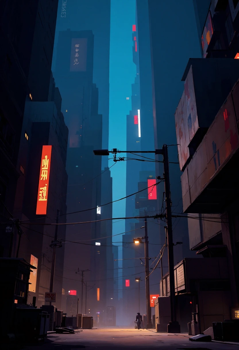 highly detailed realistic painting of a a urban decay cyberpunk landscape at night. P41nt4n1m3 style