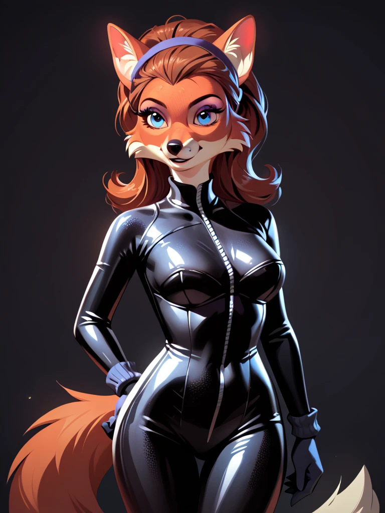 score_9, score_8_up, score_7_up, score_6_up, score_5_up, score_4_up, source_furry, anthro fox, femme_appeal, black bodysuit, fully body, detailed face, detailed eyes <lora:femme-appeal:1>