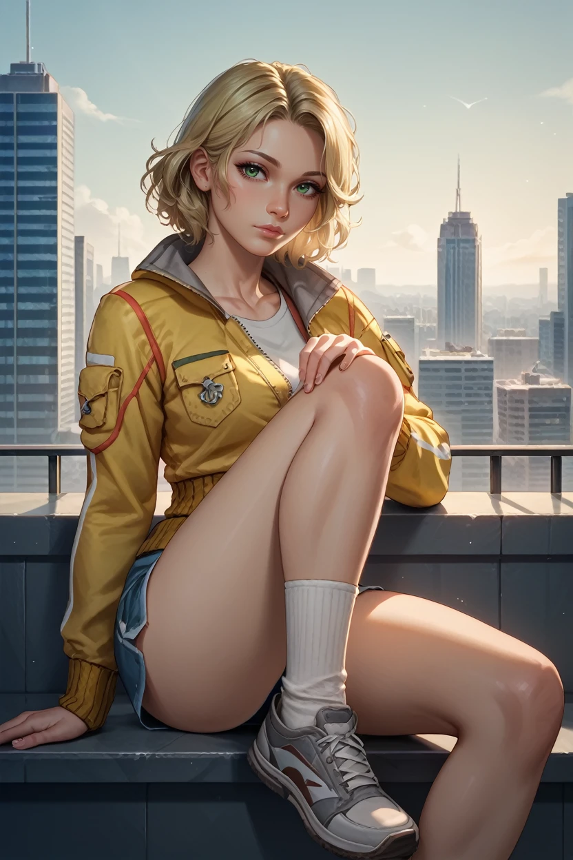 score_9, score_8_up, score_7_up,
<lora:FFCindy:0.8>
FFCindy, 1girl, blonde hair, green eyes, looking at viewer, sitting on a windowsill, one leg bent, one hand resting on the knee, city skyline at dusk in the background, moody and reflective ambiance