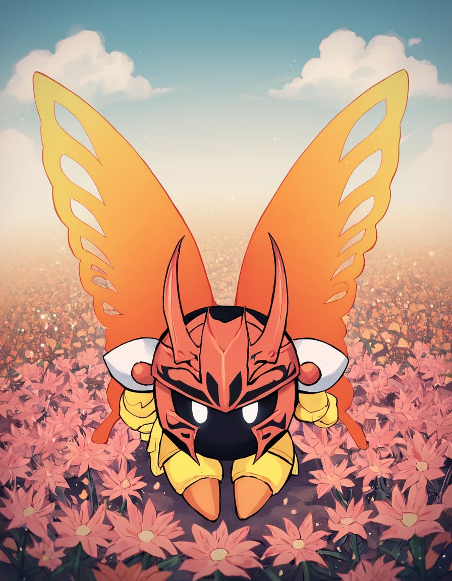 score_8_up 
<lora:ãã«ãã¬ã¤ãã¤ã:0.9> valfrey1, 1girl, solo, glowing eyes, orange horns, white eyes, orange butterfly wings, yellow gloves, pauldrons, no humans
field background, flowers, spider lily