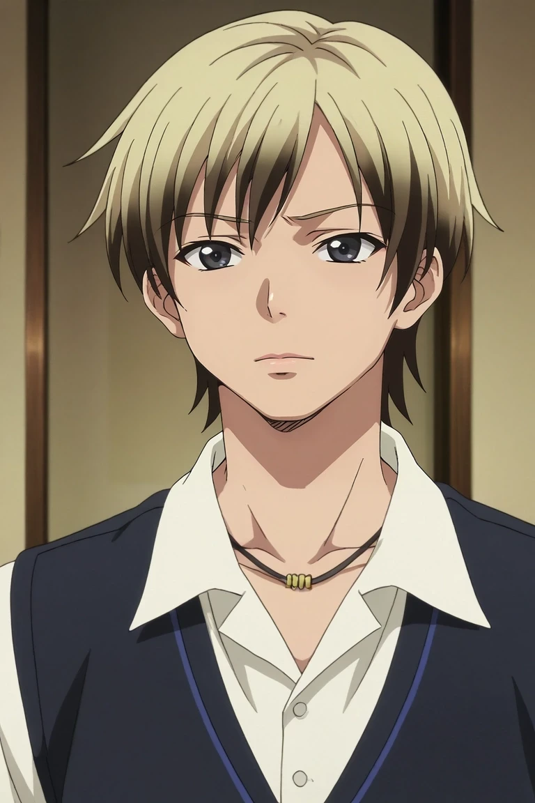 score_9, score_8_up, score_7_up, source_anime, rating_safe, intricate details, anime screencap, , official style, , , 1boy, solo, male focus, <lora:kodaka_hasegawa_pony:0.98>, kodaka_hasegawa, blonde hair, black eyes, short hair, multicolored hair, two-tone hair, black hair, , vest,, <lora:sdxl_lightning_8step_lora:1>