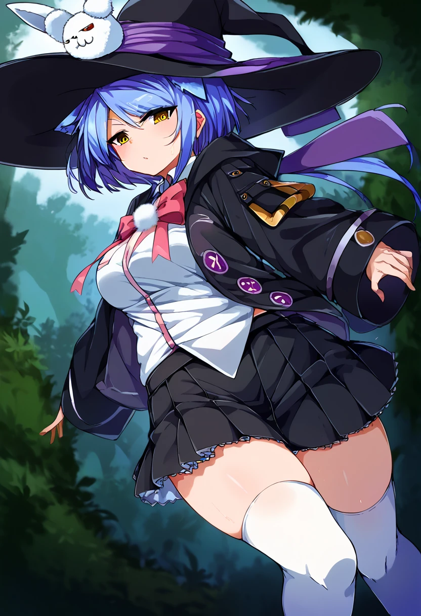 score_9,score_8_up,score_7_up,source_anime,zPDXL3,
*//*,<lora:Teria_v1.1:1>,mahoushi_teria,yellow eyes,blue hair,purple hair,short hair,long hair,white thighhighs,white shirt,ribbon,jacket,hood,skirt,witch,witch hat,
*//*,looking at viewer,cowboy shot,dutch angle,dynamic pose,