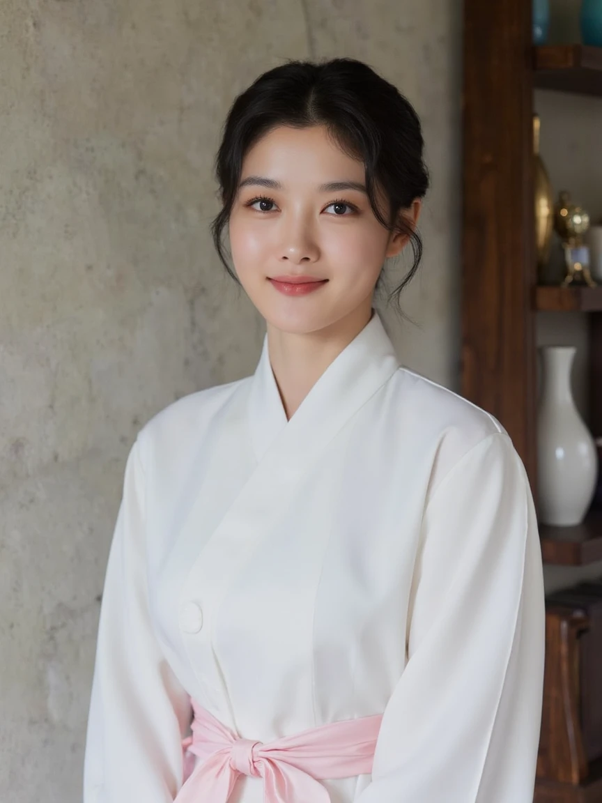 a portrait of a woman wearing hanbok