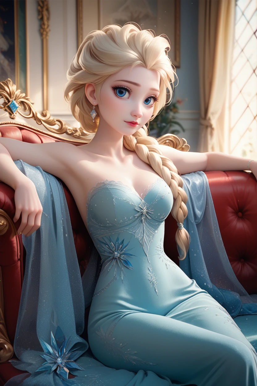 score_9, score_8_up, score_7_up,
<lora:DisneyElsa:0.8>
DisneyElsa, 1girl, blonde hair, blue eyes, braid, looking at viewer, reclining on a vintage chaise lounge, one arm draped over the back, elegant ballroom with crystal chandeliers, soft ambient lighting, luxurious and sophisticated setting