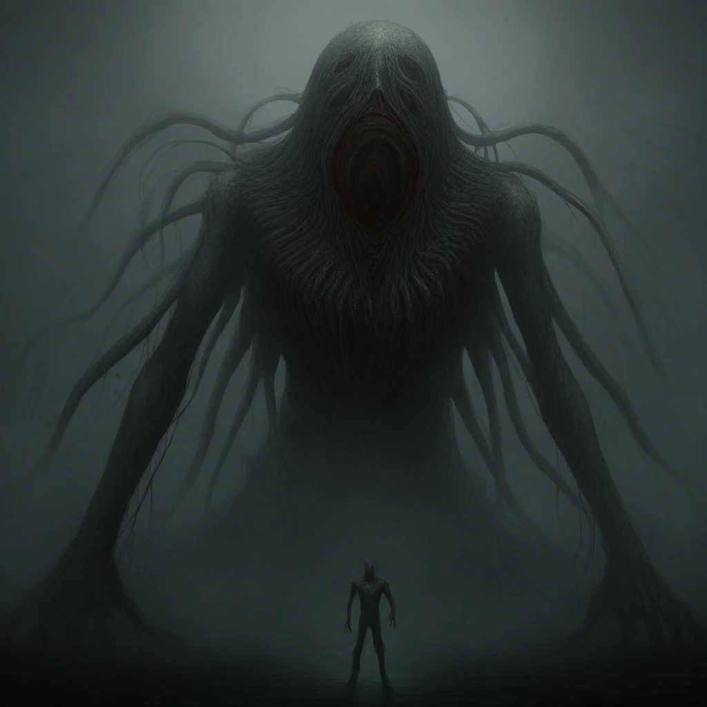 masterpiece, best quality, source_anime, expressive, anime, (CR33P1NGF0G1.2), fog, eldritch_abomination, horror_(theme), monster