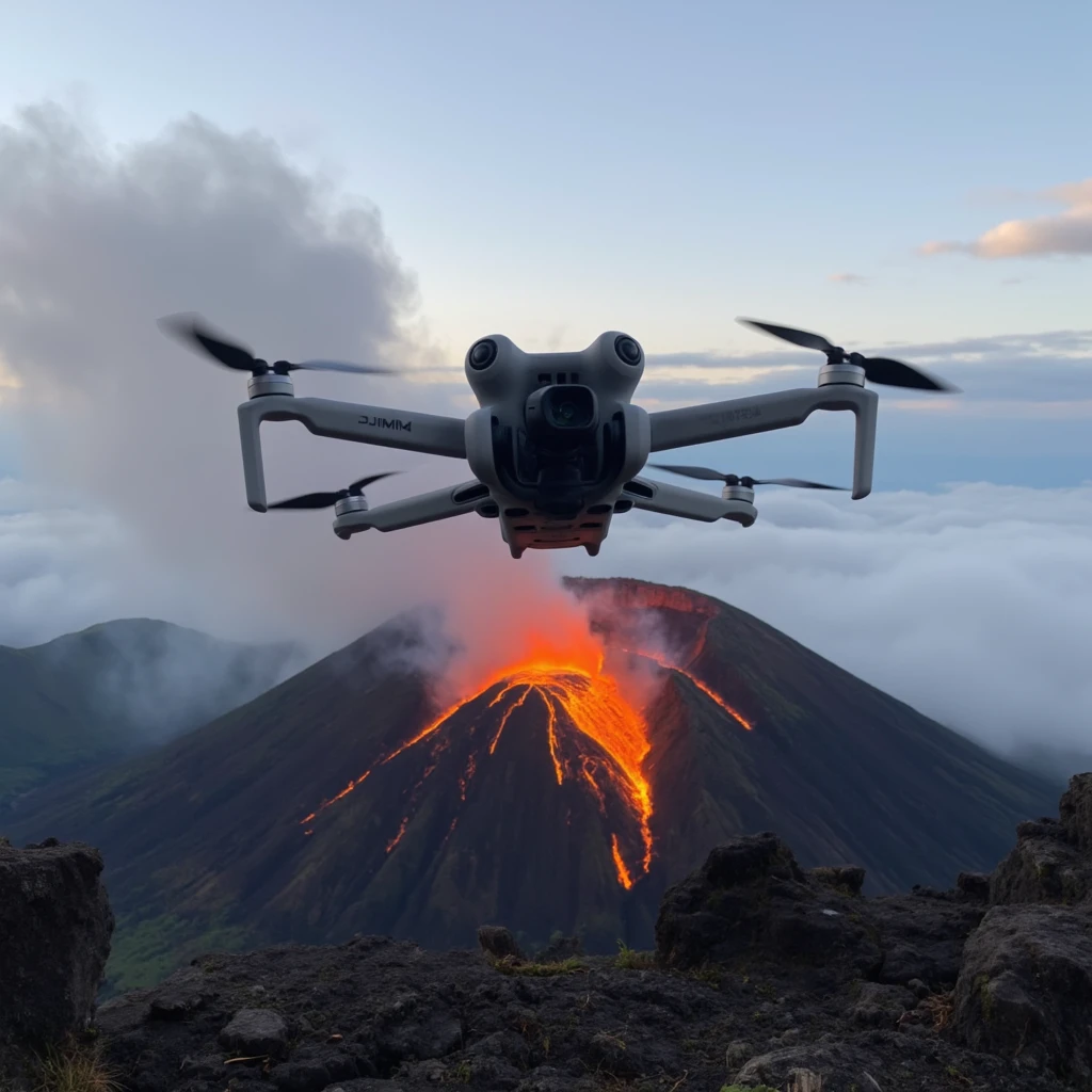 photo realistic, DJIMini4Pro drone, flying over volcano <lora:DJIMini4Pro_Flux_v1:1.2>