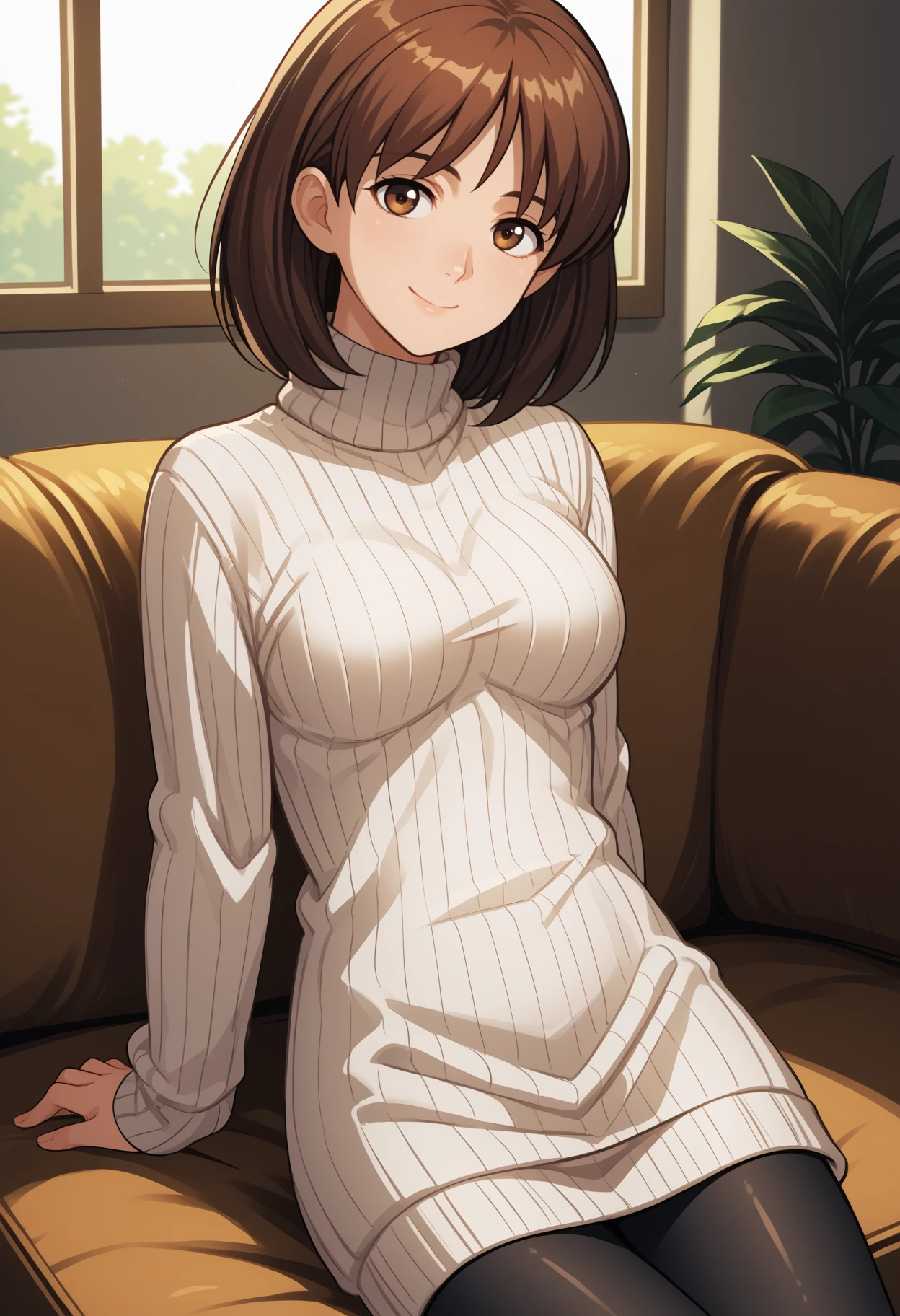 score_9, score_8_up, score_7_up, source_anime, <break> solo, 1girl, n0el anderson, smile, looking at you, sitting, couch, short hair, brown hair, brown eyes, white sweater, sweater dress, ribbed sweater, turtleneck, black pantyhose, indoors, living room
<segment:yolo-face_yolov8m.pt,0.4,0.5//cid=1>