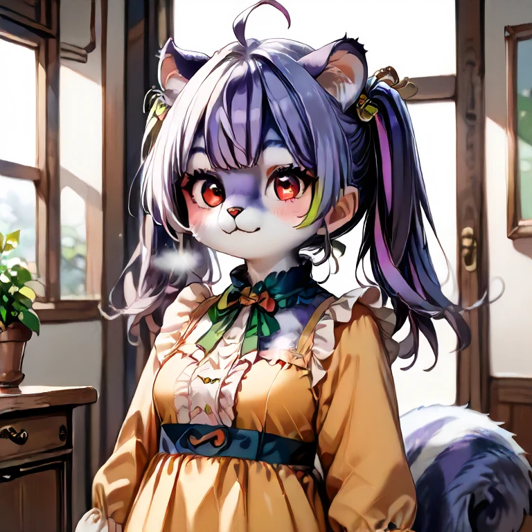 score_9,score_8 up,score_8,score_7 up,source_anime,masterpiece,highest quality,best quality, kawaii, cute, adorable, anthro, feral , furry,squirrel female, solo,indoor,standing,cowboy shot, big window,winter, cold breath, Mauveko,purple hair,twintails,green highlights,ahoge,red eyes,
<lora:Squirrel_Girl_v2_PDXL_spamb0t:0.1>  <lora:gothic dress_Pony_V1.0:0.9> <lora:Pony_DetailV2.0:1> <lora:Slider_human-anthro_v1:-2> <lora:my_OC_No.01_Mauvekoã¢ã³test:1>