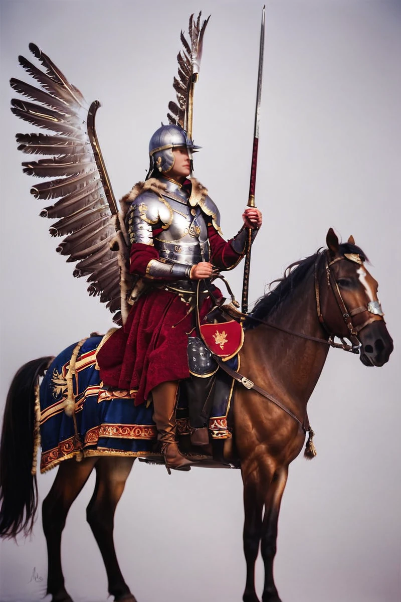 hires digital photo, photorealism, a man in armor riding on a horse with wings on his back and a sword in his hand,, Boleslaw Cybis, armor, a colorized photo, antipodeans <lora:Polish_Hussar_Armor_PonyXL:0.8>, PonyXL_Scores, intricate details, high resolution,