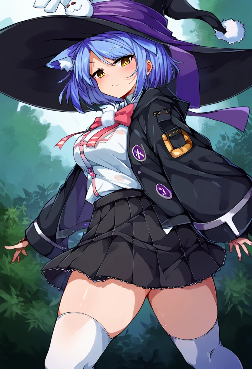 score_9,score_8_up,score_7_up,source_anime,zPDXL3,
*//*,<lora:Teria_v1.1:1>,mahoushi_teria,white thighhighs,white shirt,ribbon,skirt,jacket,hood,skirt,witch,witch hat,
*//*,looking at viewer,cowboy shot,dutch angle,dynamic pose,front view,