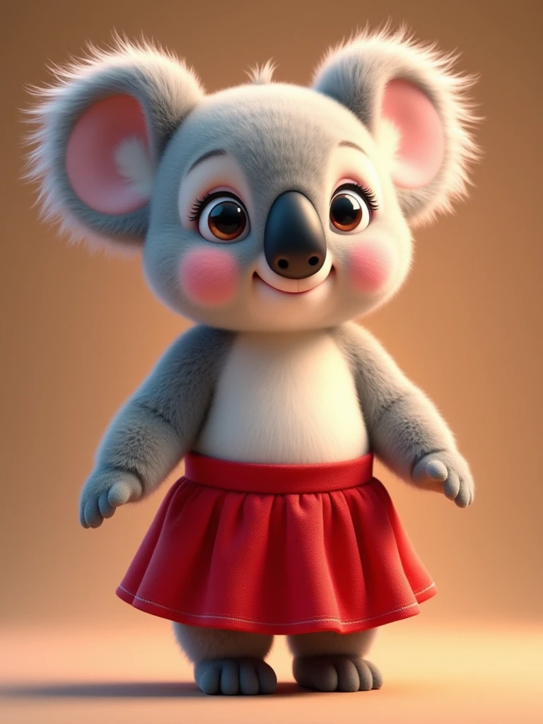 plush,koala, red skirt,animated,