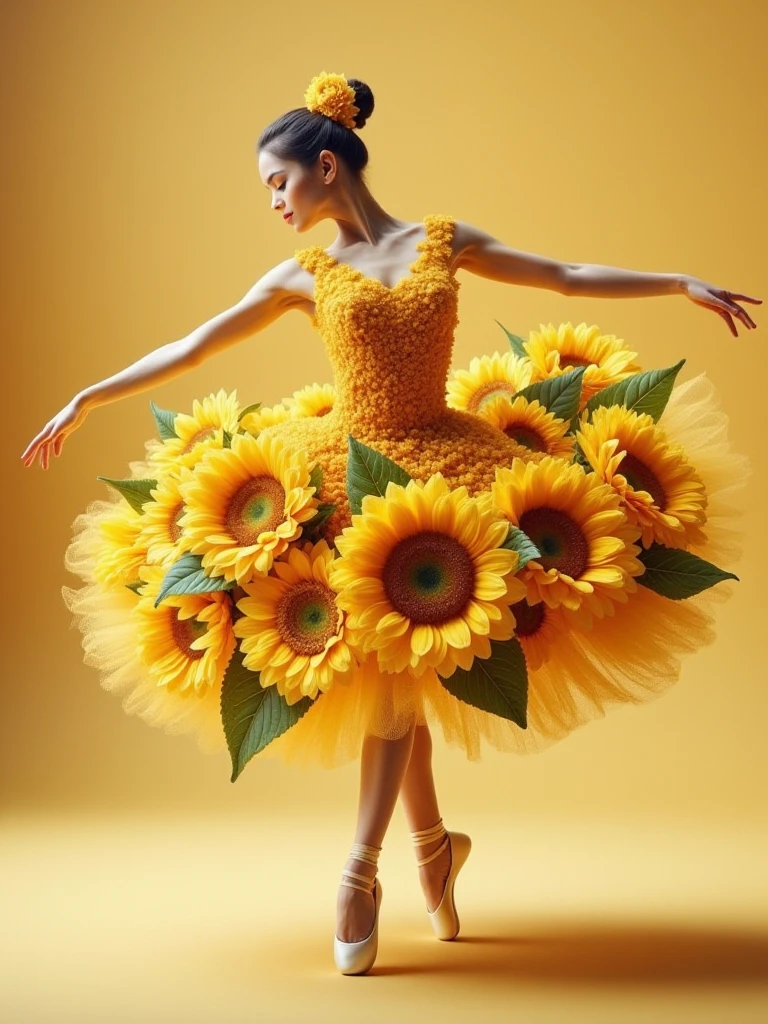 ballerina dance,yellow sunflowers dress