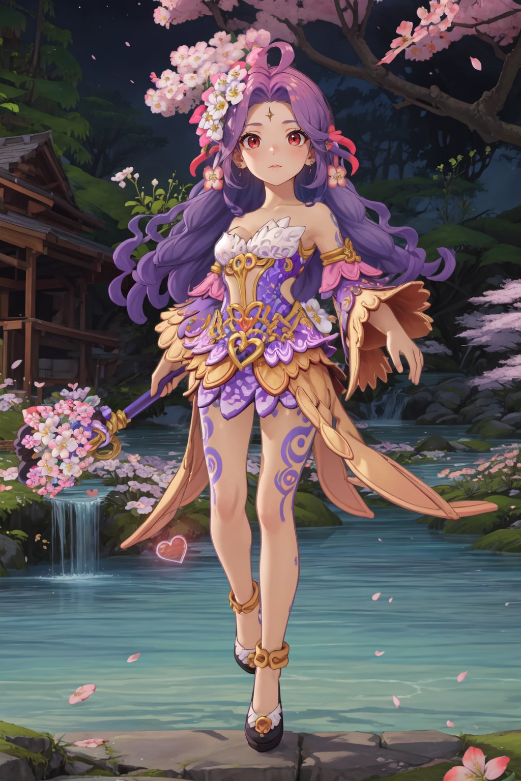 rom_nighogg,
(masterpiece, best quality, beautiful and aesthetic:1.3),
1girl, solo, full body, floating in the air, holding staff, looking at viewer, cherry blossoms, heart, vivid colors, tranquil and magical atmosphere, light rays, tyndall effect,
shiny skin, beautiful face, beautiful eyes, extreme detailed, official art, professional illustration, hires,
<lora:rom_nidhogg-10:0.8>, <lora:add_detail:0.5>,