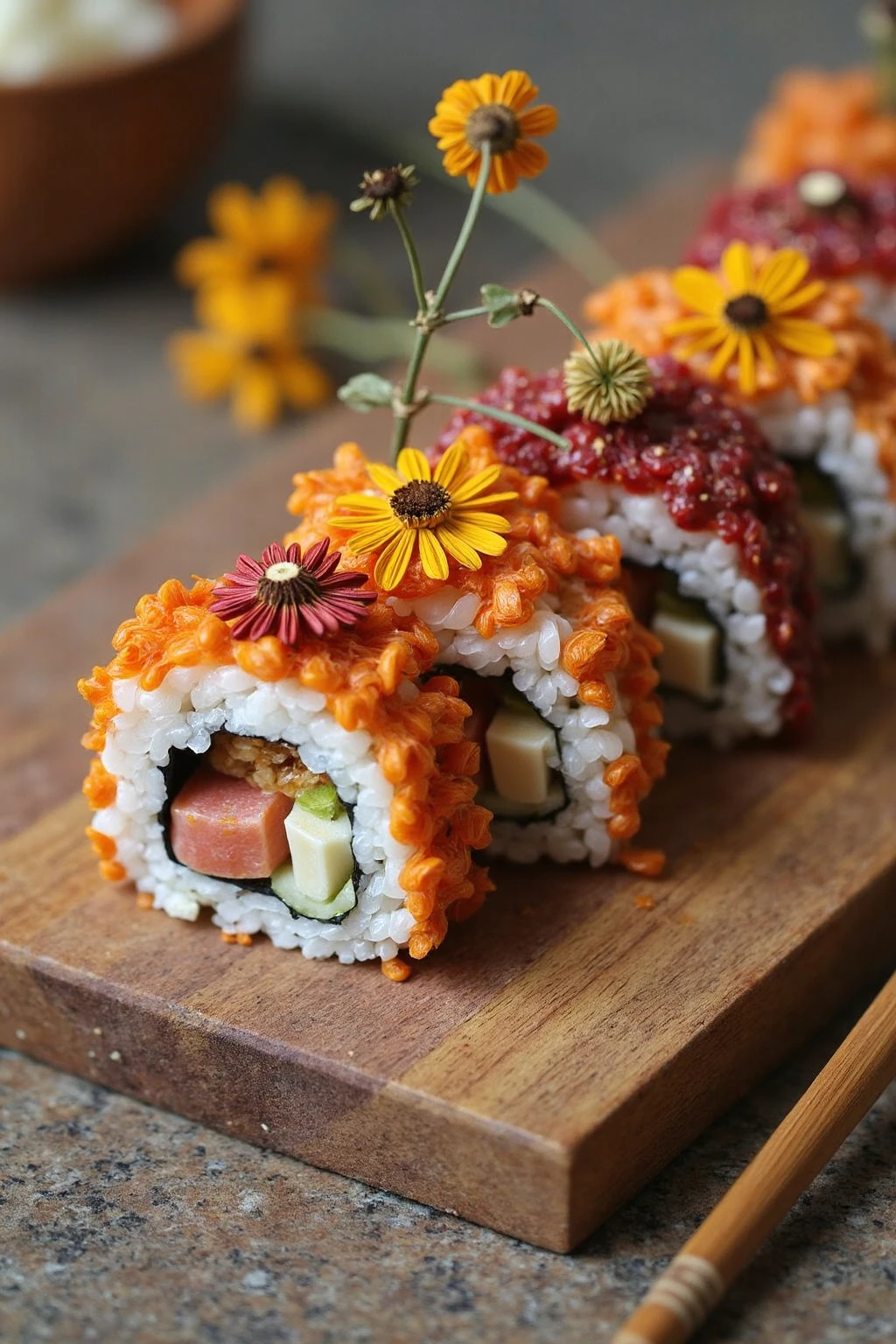 dr13d_fl0w3r5, sushi made of dried flowers