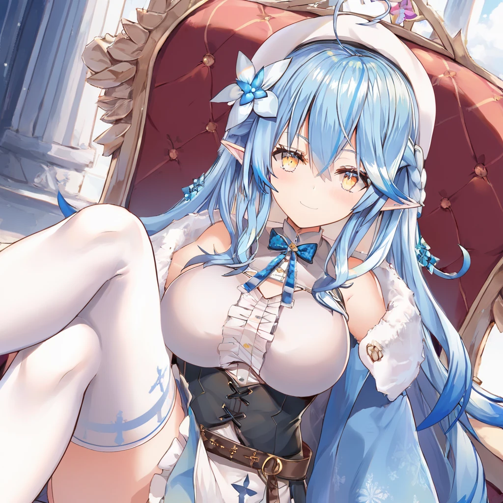 Pee。huge tit，比基尼，exposing her chest，，The whole body is tied with ropes，The chest is tied with a chain，hyper HD，Highest high resolution，Light blue hair，Stick out her tongue，Wear black stockings，the elf，Perfect body structure ，White heels，Lie down in bed，Feet up