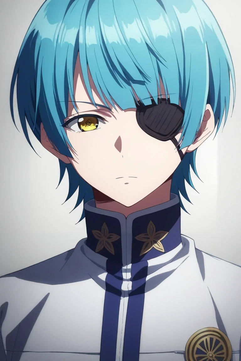 score_9, score_8_up, score_7_up, source_anime, rating_safe, intricate details, semi-realistic, looking at viewer, depth of field, 1boy, solo, male focus, <lora:yuuto_ijika_pony:0.74>, yuuto_ijika, blue hair, yellow eyes, short hair, eyepatch, bangs, , , <lora:sdxl_lightning_8step_lora:1>