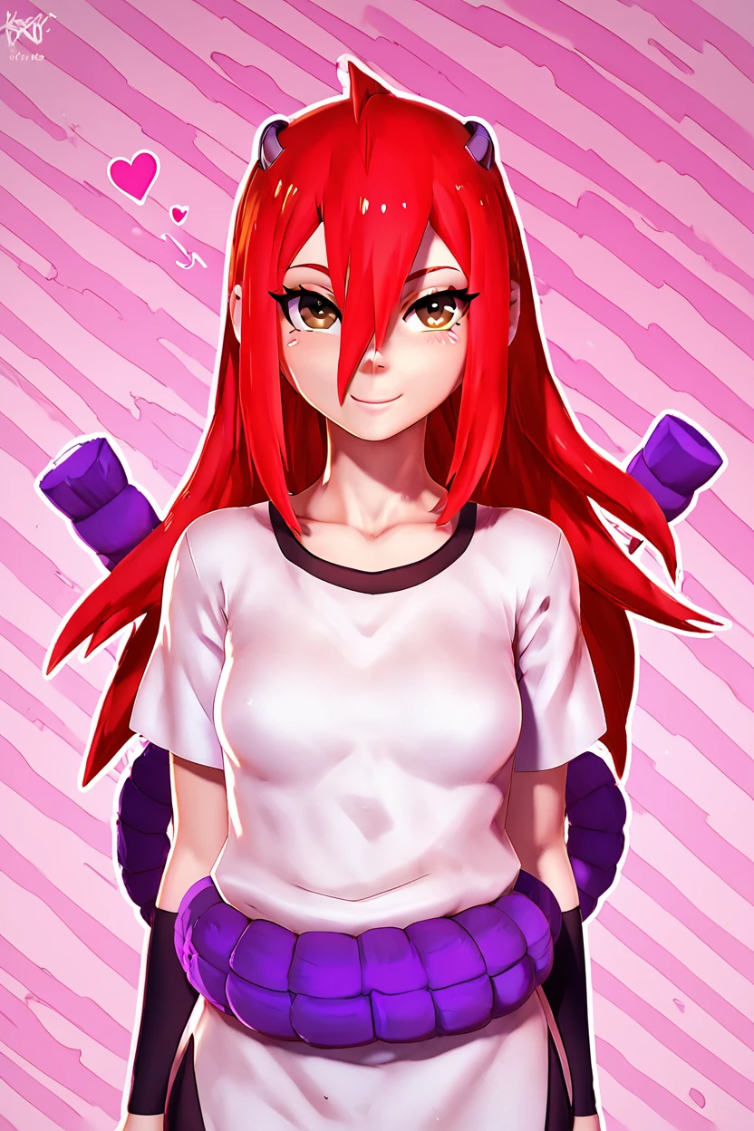 score_9, score_8_up, score_8, medium breasts, (curvy), cute, eyelashes,       BREAK, ,  ,,, <lora:TayuyaNaruto_PDXL_v3:1>, zzTayuya, brown eyes, long hair, red hair, hair between eyes,  purple rope, short sleeves, shirt, collarbone, ,,,  , BREAK, smile, looking at viewer, cowboy shot, ,,, embedding:zPDXL, Expressiveh, ,,, <lora:Zy0n7_PDXL:0.8>, <lora:SDXLFaeTastic2400:0.5>, <lora:Expressive_H-000001:0.4>,