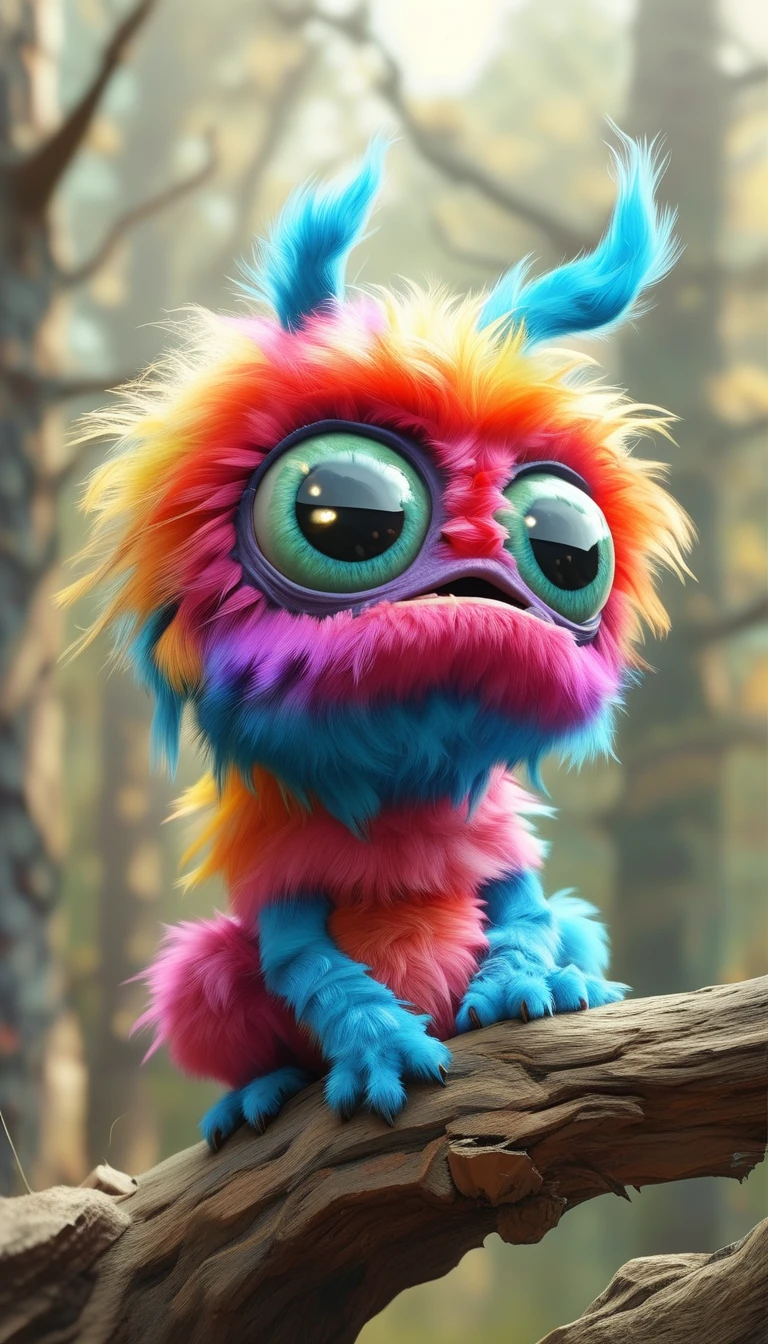 colorful pet monster on a tree