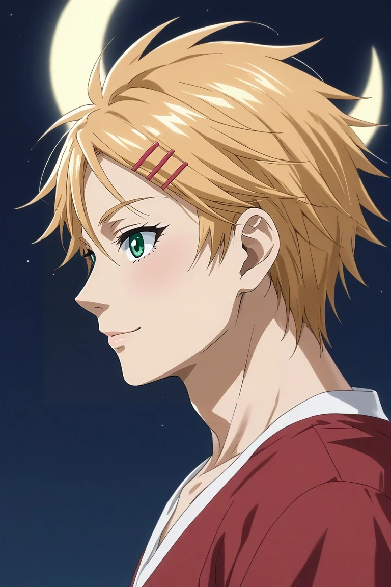 score_9, score_8_up, score_7_up, source_anime, rating_safe, intricate details, (photorealistic:0.6), looking at viewer, , 1boy, solo, male focus, <lora:finnian_kuroshitsuji_pony:1>, finnian_kuroshitsuji, blonde hair, green eyes, short hair, hairclip, , from side, gym, night, crescent moon, arm at side, seductive smile, , <lora:sdxl_lightning_8step_lora:1>