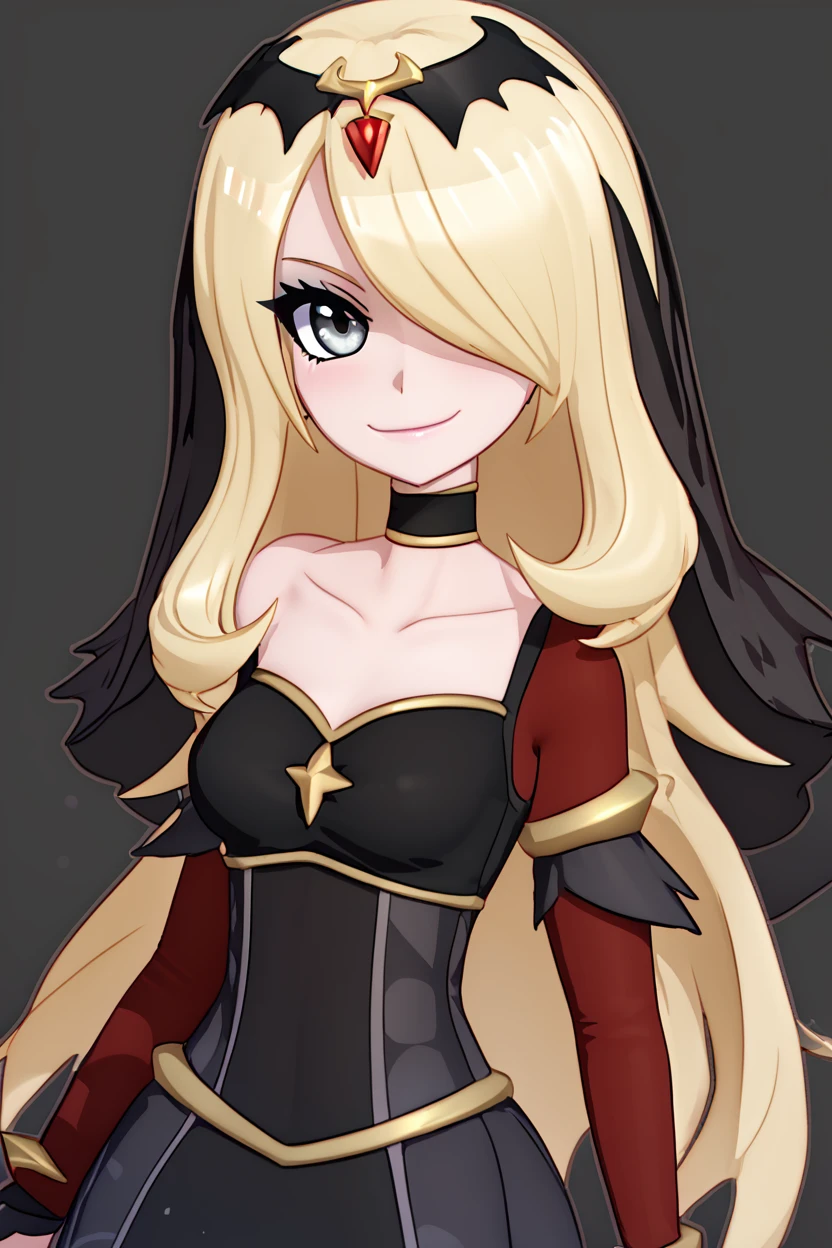 score_9, score_8_up, score_8, medium breasts, (curvy), cute, eyelashes,       BREAK, , ,,,  zzCynthiaRenegade, grey eyes, long hair, blonde hair, hair over one eye, hair ornament, official alternate costume,  black dress, black choker, veil, tiara, collarbone,  <lora:CynthiaRenegade_Pokemon_PDXL:1.0>,   ,,, , BREAK, smile, closed mouth, looking at viewer, cowboy shot,  ,,, embedding:zPDXL, Expressiveh, ,,, <lora:MantisStyle_PDXL_v2:0.8>, <lora:SDXLFaeTastic2400:0.5>, <lora:Expressive_H-000001:0.4>,