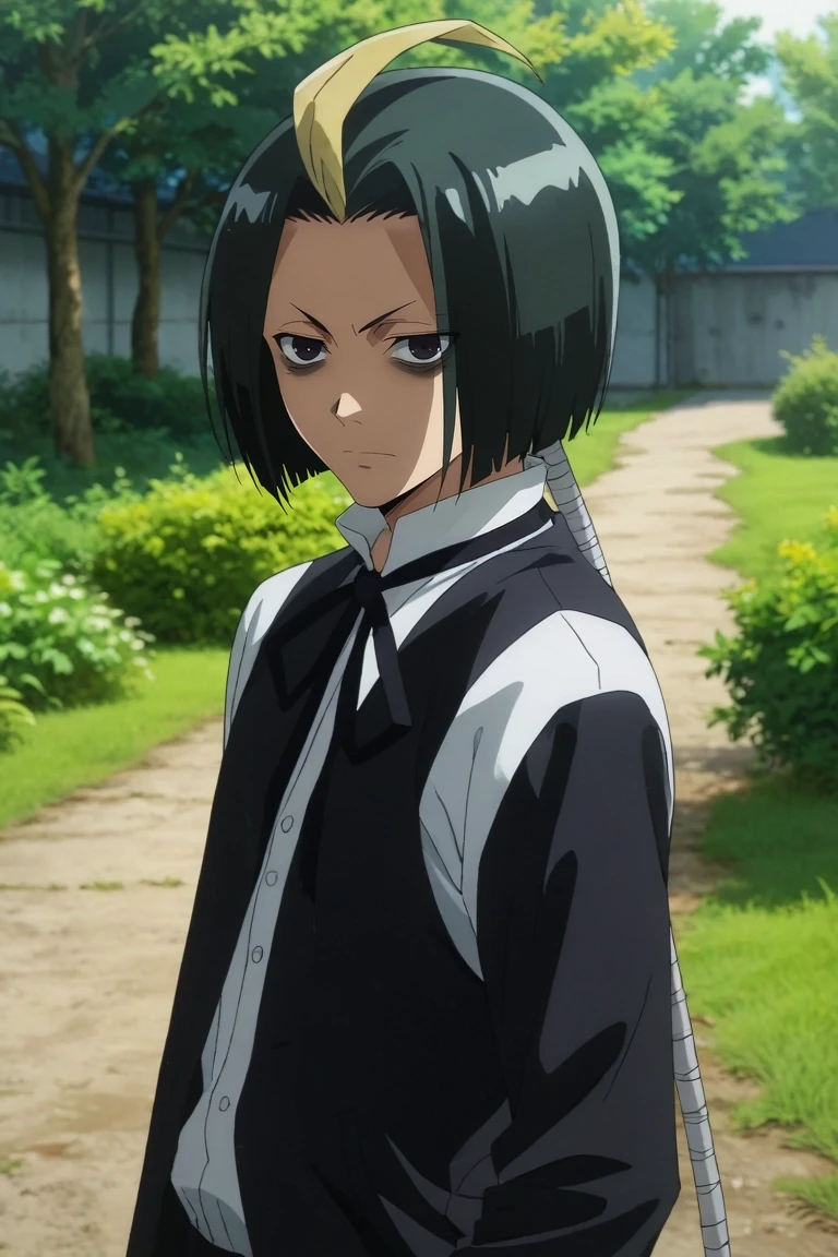 score_9, score_8_up, score_7_up, source_anime, rating_safe, , anime screencap, , official style, looking at viewer, depth of field, 1boy, solo, male focus, <lora:seigen_amawaka_pony:0.98>, seigen_amawaka, black hair, black eyes, , multicolored hair, two-tone hair, streaked hair, blonde hair, ahoge, , , <lora:sdxl_lightning_8step_lora:1>