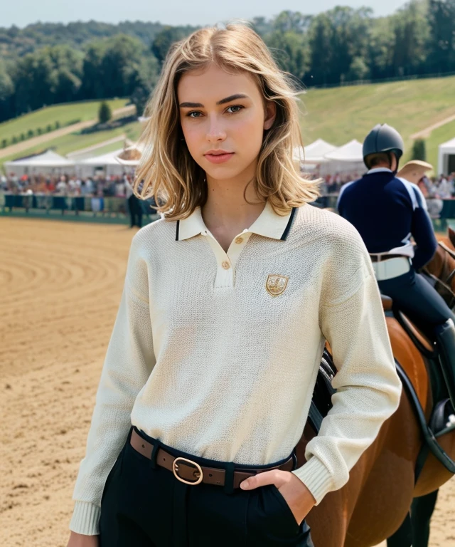 photo of clajame, Polo Sweater at Equestrian Event, <lora:clajame:1>