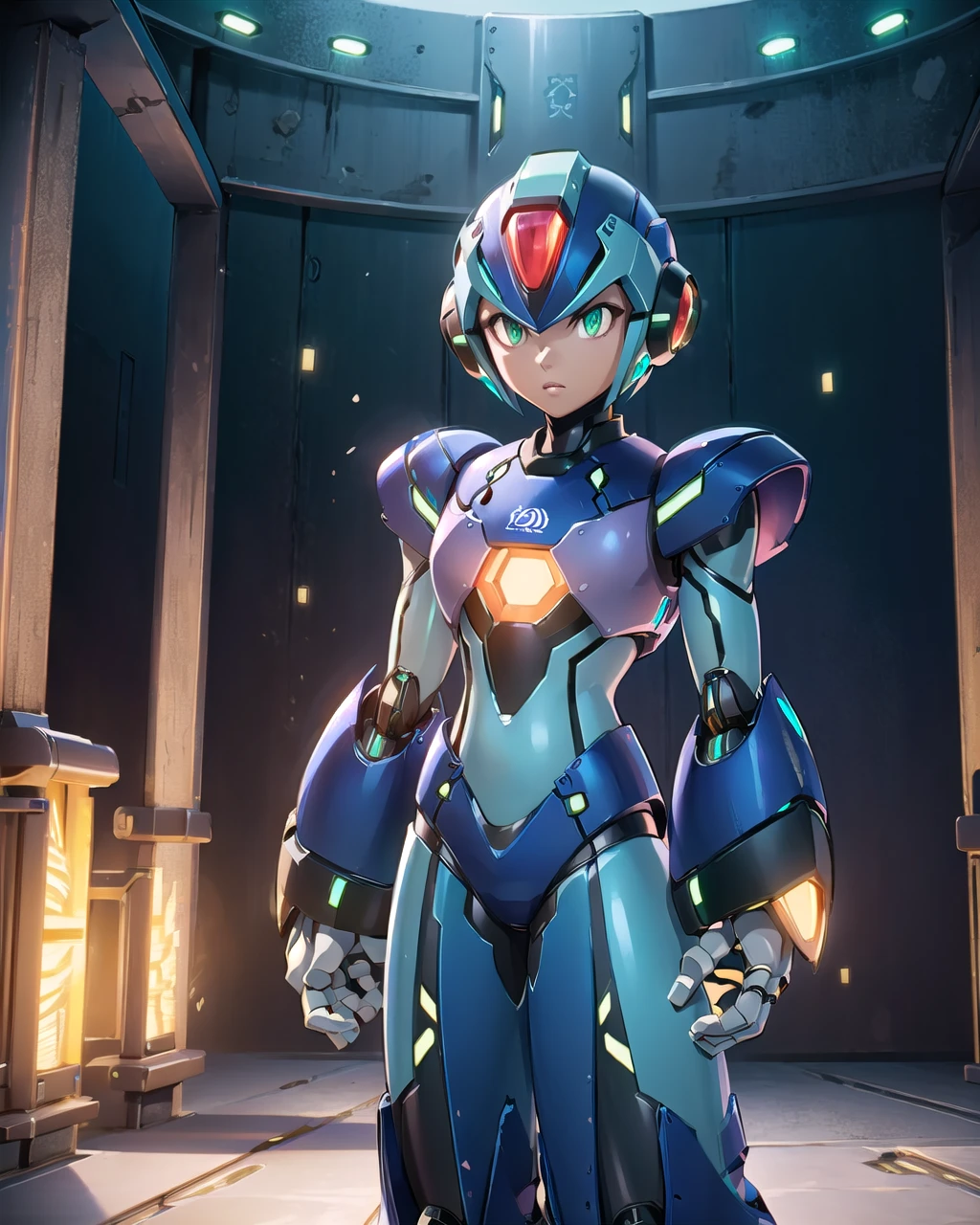 (masterpiece, 1boy, handsome, bishounen, glowing jewelry, octane render, cassock, clothed robot:1.6), In this extremely detailed and intricate romanticism masterpiece inspired by artworks of Ètefan Luchian, the artwork shows the scene a robotic cleric, resembling megaman x from megaman series, is smiling with bless on her face, under the sun. This elegant android is looking to the next siphonogamae at sides of a road of garden with curiosity, simutaneously inputting its visual information and analyzing it by her electronic brain. Her metallically shining body surface, decorated by sacred religious outfit, emits lighting and creates a stunning reflective sheen, revealing extreme beautiness added by transcendental existence. She is charging energy at her forehead jewel and tip of its arm cannon, to protect innocent people. (wide shot, x(ver.ke), arm cannon, x buster, x \(mega man\), polishing, glowing weapon, Nikon Coolpix S4400, glowing blue, depth of field, ultra sharp focus, best illumination, robot ears:1.2), <lora:xVerx:0.48>