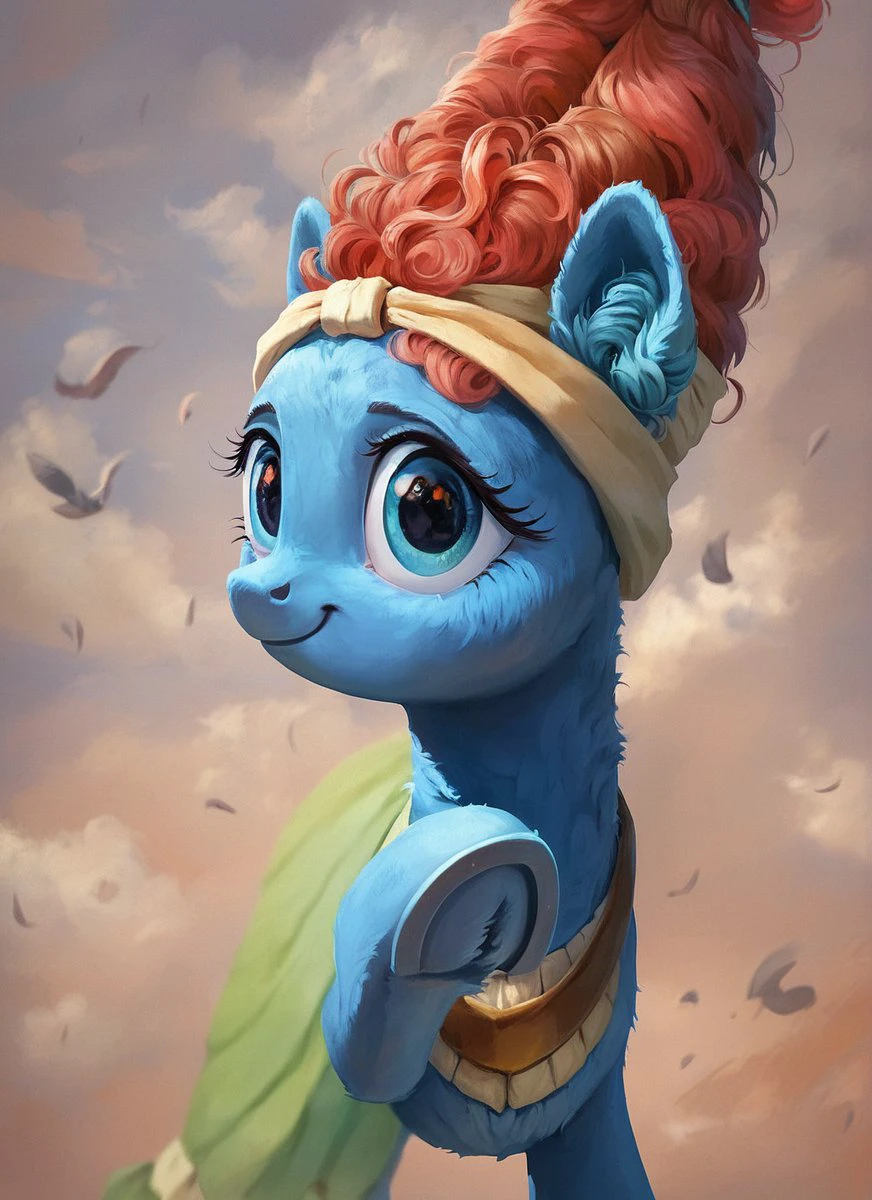 , score_9, score_8_up, score_7_up, score_6_up, score_5_up, score_4_up, rating_safe, <lora:Mage Meadowbrook:1>Mage Meadowbrook,earth pony,  solo, female,
 ((cute, little, fuzzy pony, fur)), (high quality, detailed, beautiful), shiny, adorable face, detailed beautiful eyes, diadema, sunlight, realistic, outstanding, countershading, detailed soft lighting, ear fluff, hoof on face, cinematic vintage photography