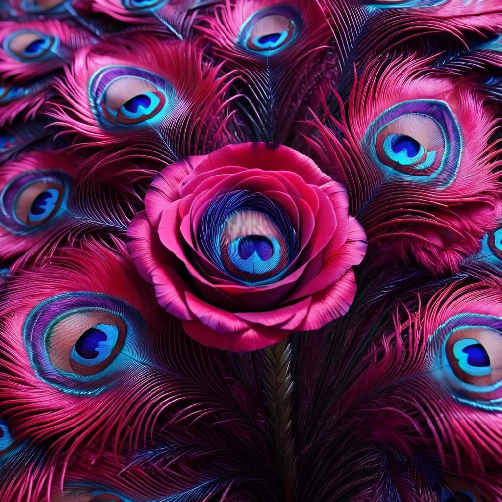 pavolaris  rose, surrealistic world, red peacock feathers, detailed, cinematic<lora:pavolaris:1>