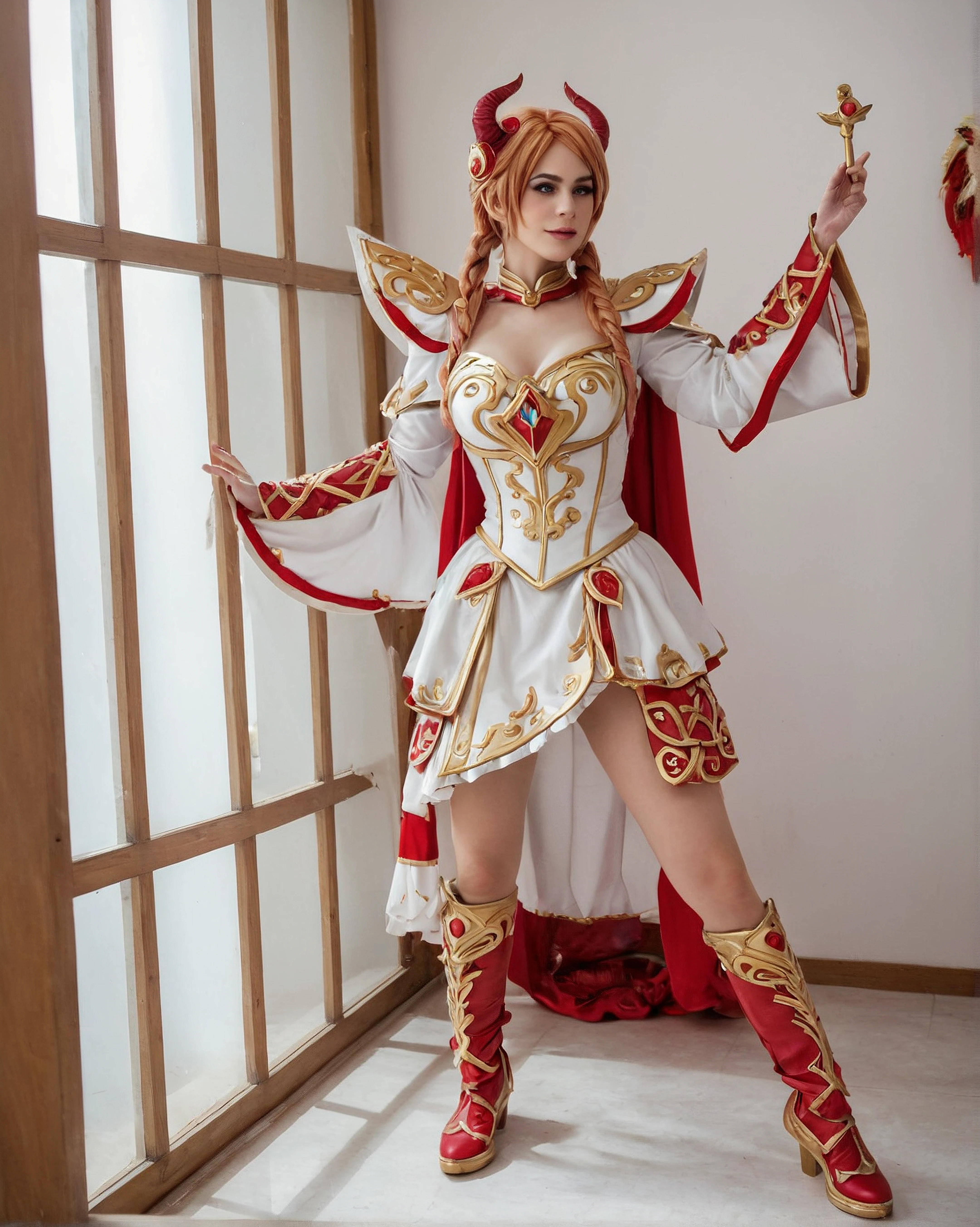 l3m01n3, 1girl, cosplay, costume, fantasy, makeup, posing, indoor, fun, detailed, artistic