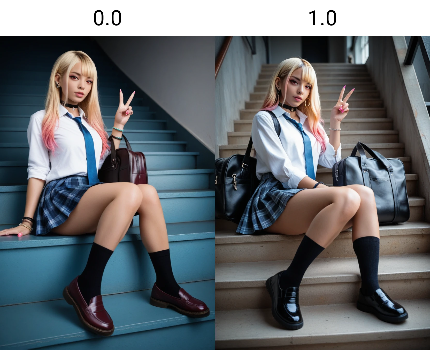 (Assfocus, Through wall, Glory wall pose:1.2), SchoolGirls wearing uniforms with white Thongs, Red ribbon, Glistening ivory skin, name plate, no legwear . Different types of hair colors, (((NOGIZAKA face variations))) Extremely Detailed very KAWAII face variations, perfect anatomy, Childish, captivating gaze, elaborate detailed Eyes with (sparkling highlights:1.2), long eyelashes、Glossy RED Lips with beautiful details, Coquettish tongue, Rosy cheeks . { (Dynamic joyful expressions) | :d) }, Random eye color, (large eyes:-1), (Acutance:0.85) . Assfocus