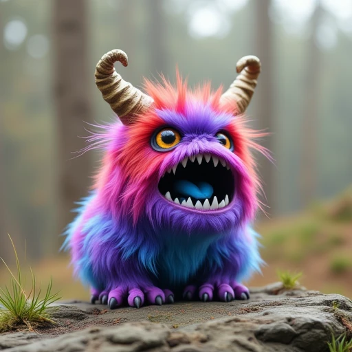 colorful pet monster on a rock