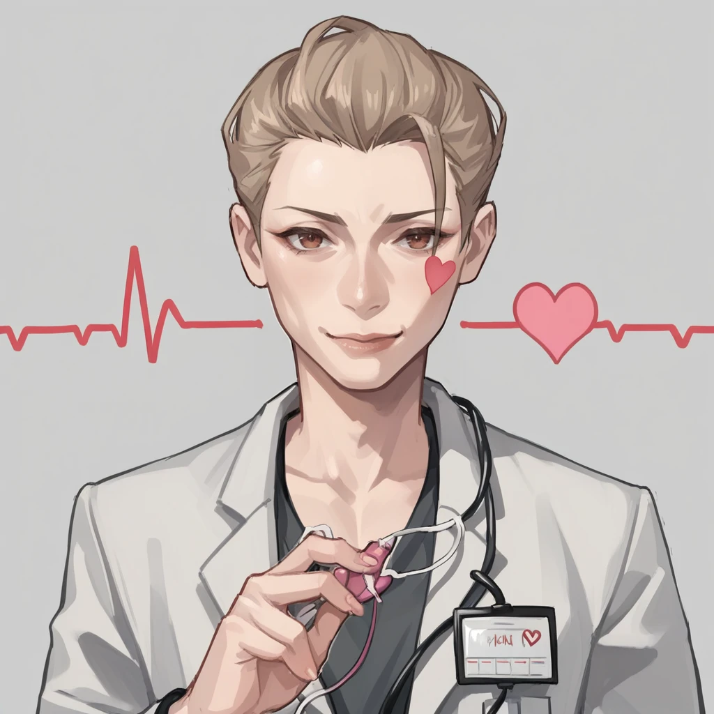 score_9, score_8_up, score_7_up, score_6_up, score_5_up, score_4_up, zPDXL2,source_anime,rating_questionable, solo, simple background, doctor, hearts, <lora:Heartbeat:0.8> h3artb3at, electrocardiogram