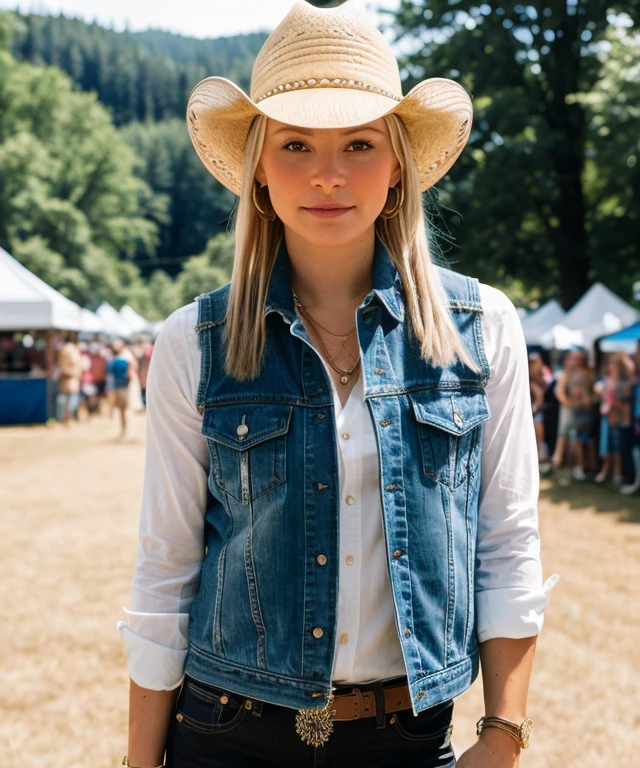 photo of linchenw, Fringe Vest at Country Music Festival, <lora:linchenw:1>