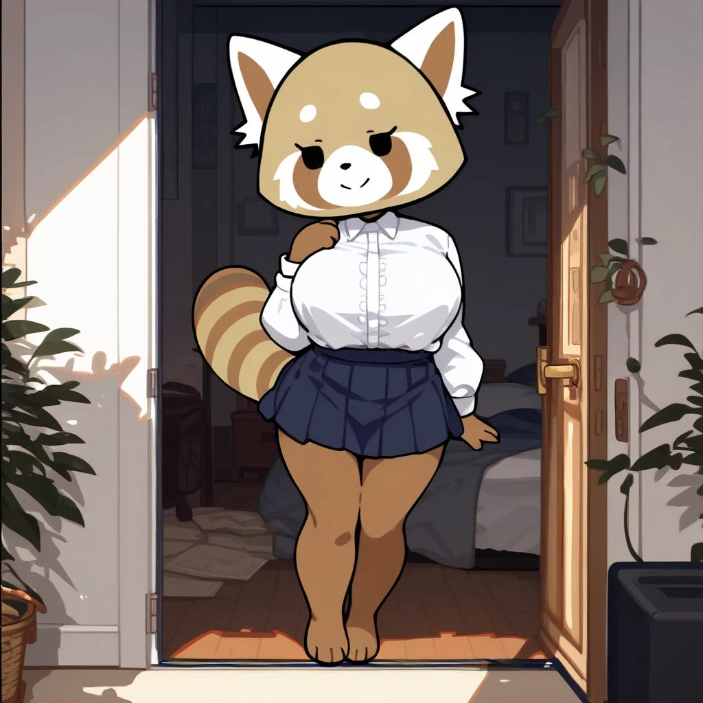 score_9, score_8_up, score_7_up, score_6_up, score_5_up,  1girl, full body,
(source_cartoon),
<lora:Retsuko's Mom Katie:0.9> Retsukos_Mom, furry female, body fur, beige fur, red panda, white fur ears, white ears, solo, smile, skirt, animal ears, standing, striped tail, indoors, animal fluff ears, striped tail, black nose, black eyes,
(large breasts), <lora:nagatiti:0.9> nagatiti,
<lora:Expressive_H:0.7> Expressiveh,
<lora:add-detail-xl:0.9>