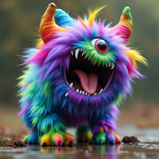 colorful pet monster wet